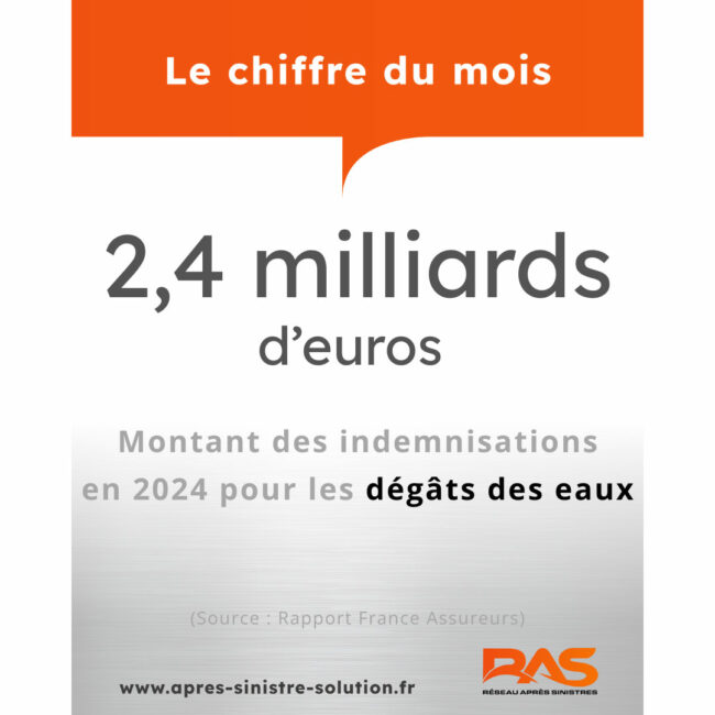 𝟮,𝟰 𝗠𝗜𝗟𝗟𝗜𝗔𝗥𝗗𝗦 𝗗'𝗘𝗨𝗥𝗢𝗦 : Total 2024 des indemnisations liées aux 𝗱𝗲́𝗴𝗮̂𝘁𝘀 𝗱𝗲𝘀 𝗲𝗮𝘂𝘅 en France